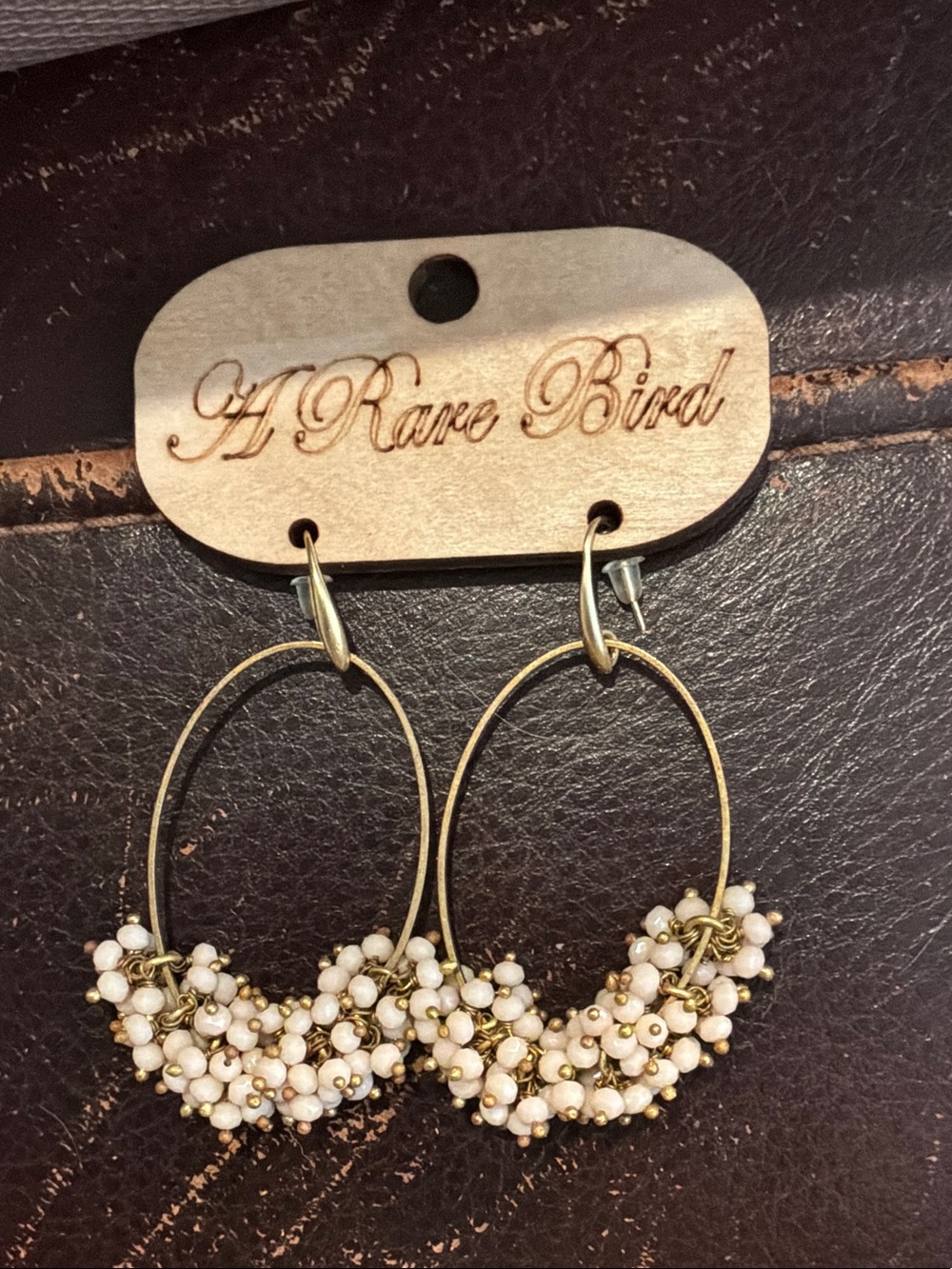 A Rare Bird Gold Hoop with Pale Pink (picture doesn’t show color) Beaded Cluster